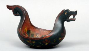 A 19th century Norwegian carved wood two handled ale bowl (Kasa)
Modelled as a stylised dragon