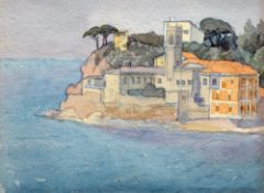 *AR FRANK SCARLETT (1900-1978) Irish
Mediterranean Coastal Villa
Watercolour
34 x 26 cms, framed and