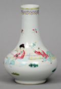 A 19th century Chinese famille rose vase
The main body decorated with figures in a garden.  16 cms