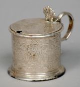 A Victorian silver mustard pot, hallmarked London probably 1846, maker's mark indistinct
The