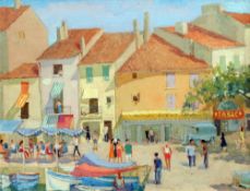 *AR FRANK SCARLETT (1900-1978) Irish
Mediterranean Harbour Side Scene
Oil on canvas
Signed
49 x 38.5