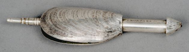 A 19th century unmarked silver propelling pencil by Samson Morden & Co
Formed as an oyster shell