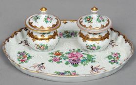 A 19th century Samson porcelain inkwell
With twin lidded wells and decorated in the Chinese Export