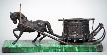 A late 19th/early 20th century Russian bronze group
Modelled as a horse drawn sled, mounted on a