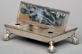 An Edwardian silver desk stand, hallmarked London 1902, maker's mark of Charles Henry Townley and