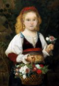 J. GILBERT (19th century) British
Portrait of a Girl Holding a Basket of Flowers
Oil on canvas
