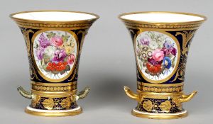 A pair of 19th century Crown Derby planters with twin handled stands
Each of trumpet form