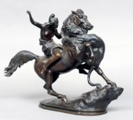 After AUGUSTE KARL EDUARD KISS (1802-1865) German
Amazon Attacked by a Tiger
Bronze
31 cms high