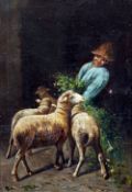 CONTINENTAL SCHOOL (19th century)
Shepherd Boy With Sheep
Oil on canvas
Indistinctly signed
25 x