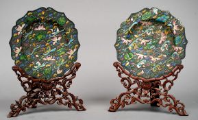 A pair of 19th century Chinese cloisonne plates
Each dished vessel decorated with birds amongst