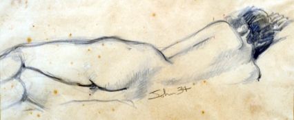 *AR AUGUSTUS EDWIN JOHN (1878-1961) British
Reclining Nude
Pencil
Signed John and dated 34
36 x 15.5