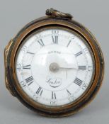 An 18th century pair cased pocket watch
The white enamelled dial with Roman and Arabic numerals