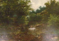 Attributed to BENJAMIN CHAMPNEY (1817-1907) American
Horse and Figure in a Rural Landscape
Oil on