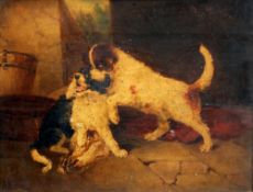 Manner of GEORGE ARMFIELD (circa 1808-1893) British
Playful Ratters
Oil on canvas
23 x 18.5 cms,
