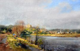 *AR WALTER HOLMES (born 1936) British
Warworth Castle From the River Coquet
Pastels
Signed
52 x 34