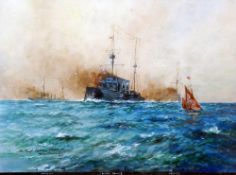 WILLIAM MINSHALL BIRCHALL 
The King's Fighting Ships
Watercolour heightened with bodycolour