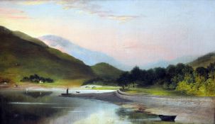 ENGLISH SCHOOL (19th century)
Loch Scene and Loch at Sunset
Oils on canvas
Old labels to verso for