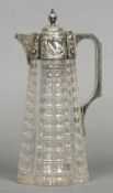 A Victorian silver mounted cut glass claret jug, hallmarked Birmingham 1890, maker's mark of John