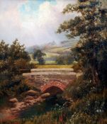 C.F. OGLE (20th century) British 
Bridge in Rural Landscape
Oil on board
Signed
29.5 x 34.5 cms,