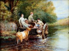 Attributed to MYLES BIRKETT FOSTER (1825-1899) British
Figures in a Horse Drawn Cart in a River