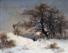 CONTINENTAL SCHOOL (19th century)
Figures in a Snowy Landscape
Oil on canvas
Indistinctly signed