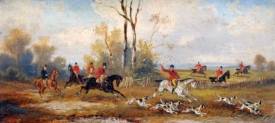 J. WOOG (19th century) British
Hunting Scenes
Oils on panel
Signed, old labels to verso
30 x 14 cms,