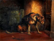 After SIR EDWIN HENRY LANDSEER (1802-1873) British
Suspense 
Oil on panel
90.5 x 70.5 cms,