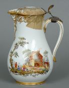 An 18th century Sevres porcelain ewer
The hinged lid with a gilt metal thumbpiece attached to the