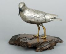 A late 19th/early 20th century Japanese silver and silver gilt model of a woodcock