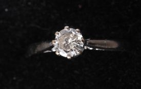 An 18 ct white gold diamond solitaire ring
With claw setting.    CONDITION REPORTS:  Generally in