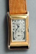 An Art Deco 18 ct gold Rolex Prince wristwatch
The lobed rectangular dial with Arabic numerals and