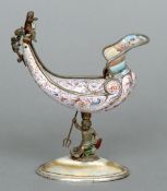 A 19th century Vienna enamel ewer
Decorated with figural vignettes, the front lip decorated with