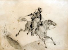 ENGLISH SCHOOL (19th century)
Turk on Horseback
Pencil
Inscribed to verso Done by Mrs Y R Leeds,