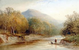 CORNELIUS PEARSON (1805-1891) British
Anglers in a River Landscape
Watercolour
Signed and dated 1889