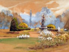 LOUIS BURLEIGH BRUHL (1861-1942) British
Garden Scene
Watercolour heightened with bodycolour