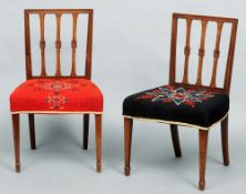 A set of six 19th century mahogany dining chairs
Each square section back with three centrally