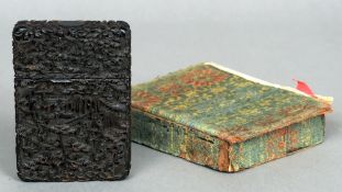 A 19th century Cantonese carved tortoiseshell card case
The hinged lid and main body decorated