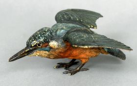 An Austrian cold painted model of a kingfisher
Modelled with wings outstretched, the underside