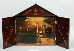 ENGLISH SCHOOL (19th century)
Masonic Club House Interior With Figures, one falling through the