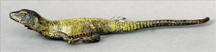 FRANZ BERGMAN (19th century) Austrian Model of a salamander Cold painted bronze The underside with