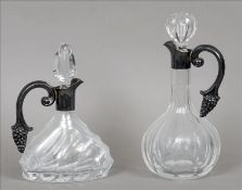 Two silver mounted cut glass decanters, each marked 925 Sterling, maker’s mark of S & F Each with