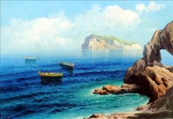 *AR SAVERIO SEASSARO (born 1917) Italian Capri Oil on canvas Signed and inscribed to verso 70 x 49.5