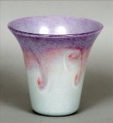 A Vasart Art Glass vase With flared rim and swirling mottled decoration, signed. 18 cms high.