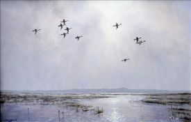 *AR JULIAN NOVOROL (born 1949) British Wild Fowl in Flight Oils on canvas Signed and dated 1989 60 x