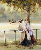 *AR LUCIA SARTO (born 1950) Italian Day in the Park Oil on canvas Signed and inscribed to verso 49 x