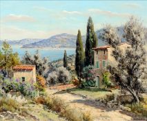 *AR LUCIEN POTRONAT (1889-1974) French Cabasson, Cote d’Azur Oil on canvas Signed and inscribed to