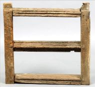 A 15th century oak mullioned window With deep channelled moulding and peg and tenon construction,