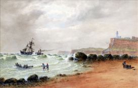 JOHN F. BRANEGAN (1843-1909) British After the Storm, Tynemouth Watercolour Signed and titled 52 x