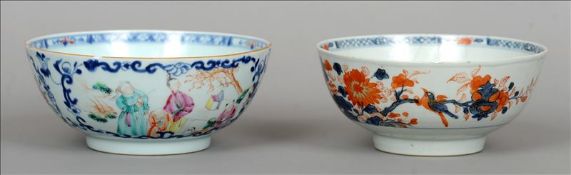 A Chinese Export porcelain bowl Decorated with figural vignettes; together with another, decorated