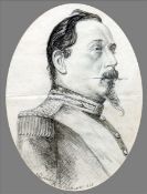 H. VILLNEUVE (19th century) Continental Portrait of Emperor Louis-Napoleon Bonaparte Pencil